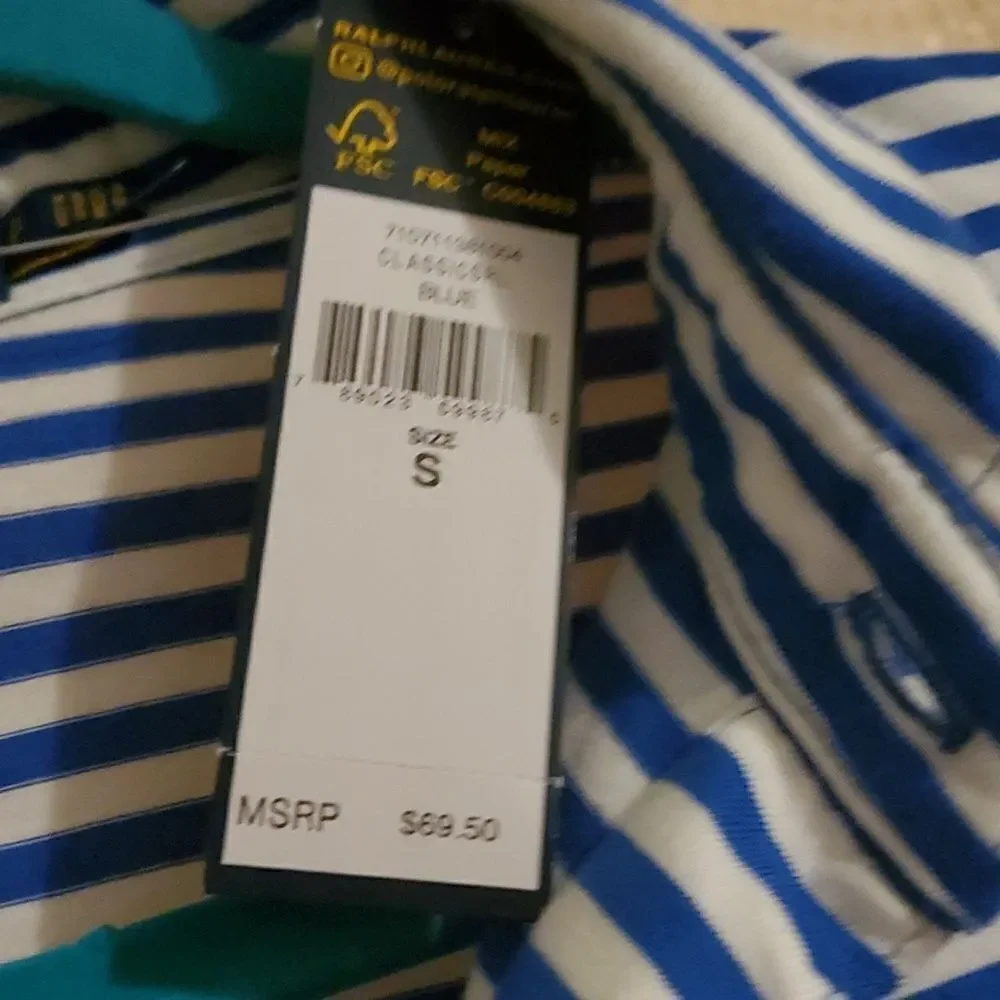 NWT RALPH LAUREN POLO white BLUE MEN'S SZ S classic fit